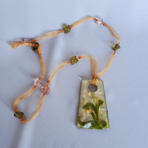 Krista Osborne  pendant on ribbon with beads  $45