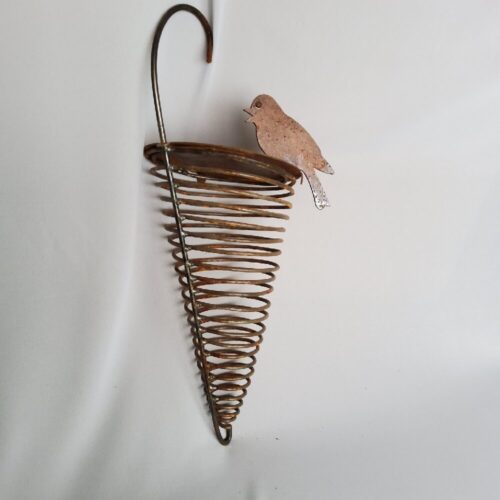 Derek Martin conical suet ball holder with sparrow