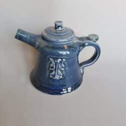 Paul Stewart small blue teapot with decal