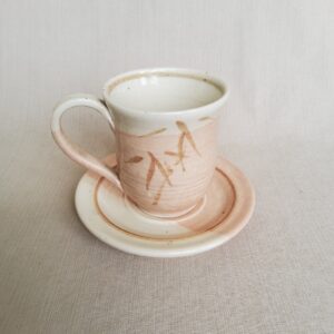 Paul Stewart cup and saucer coral