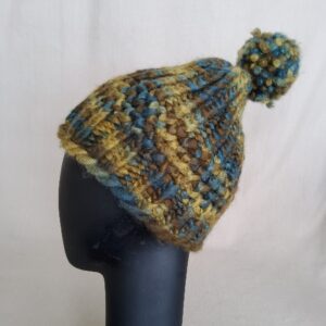 Sharon Meade hat dark green with pom pom 