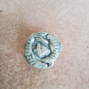 Melanie Earle brooch double salmon and hazlenut green 